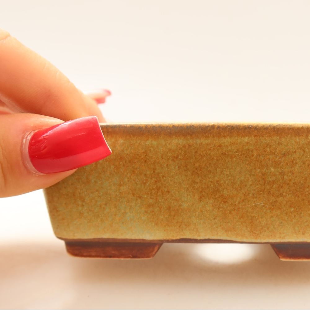 Ceramiczna miseczka do bonsai 10 x 8 x 3,5 cm, kolor zielony