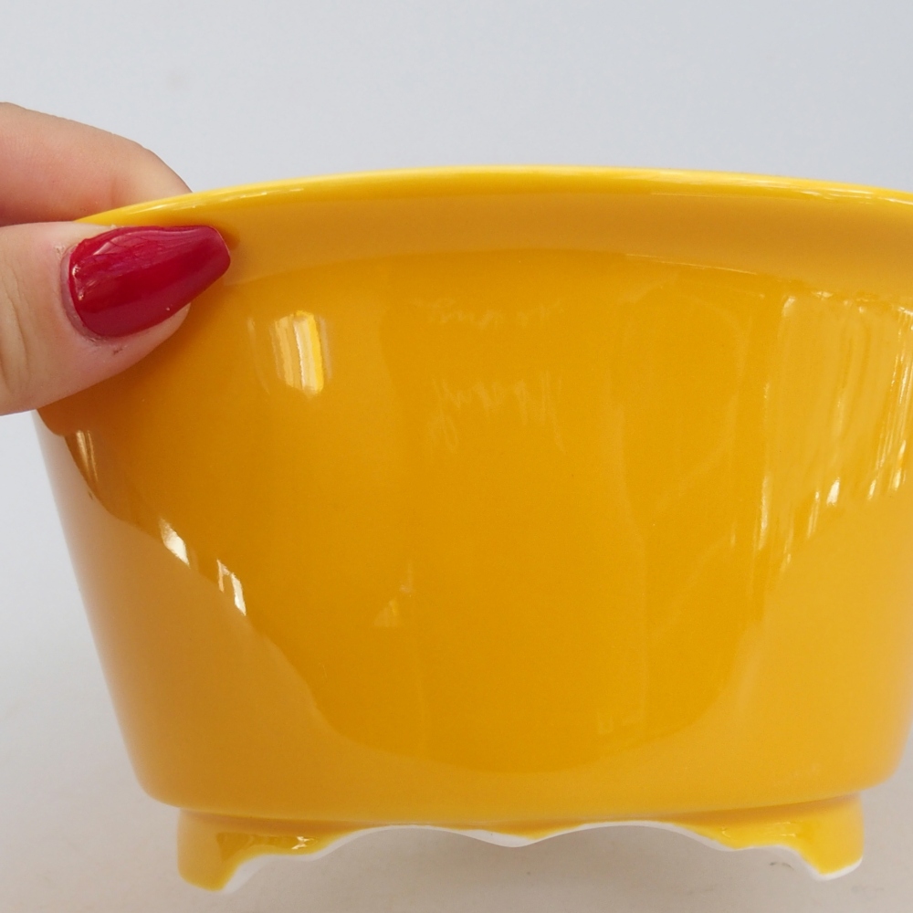 Ceramiczna miska do bonsai 16 x 16 x 8,5 cm, żółta