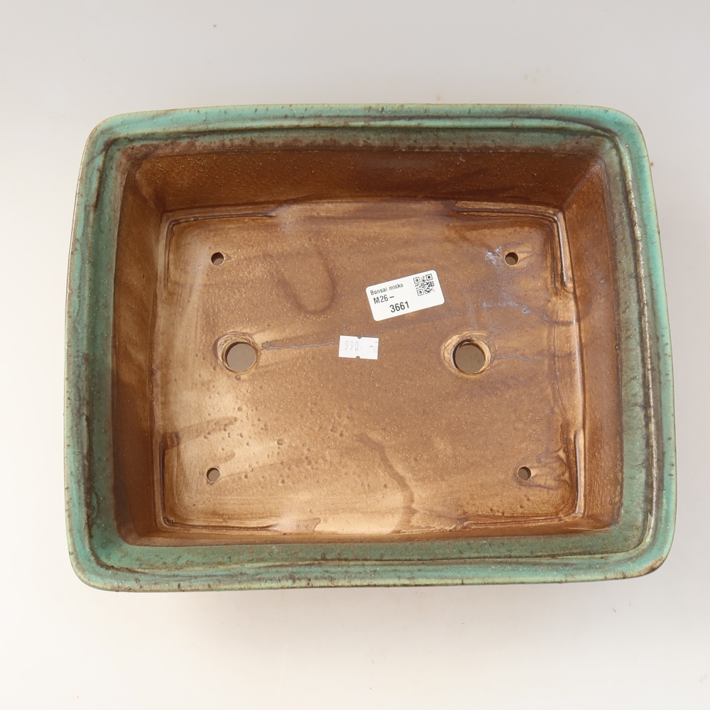 Ceramiczna miska do bonsai 29,5 x 24,5 x 8 cm, kolor zielony
