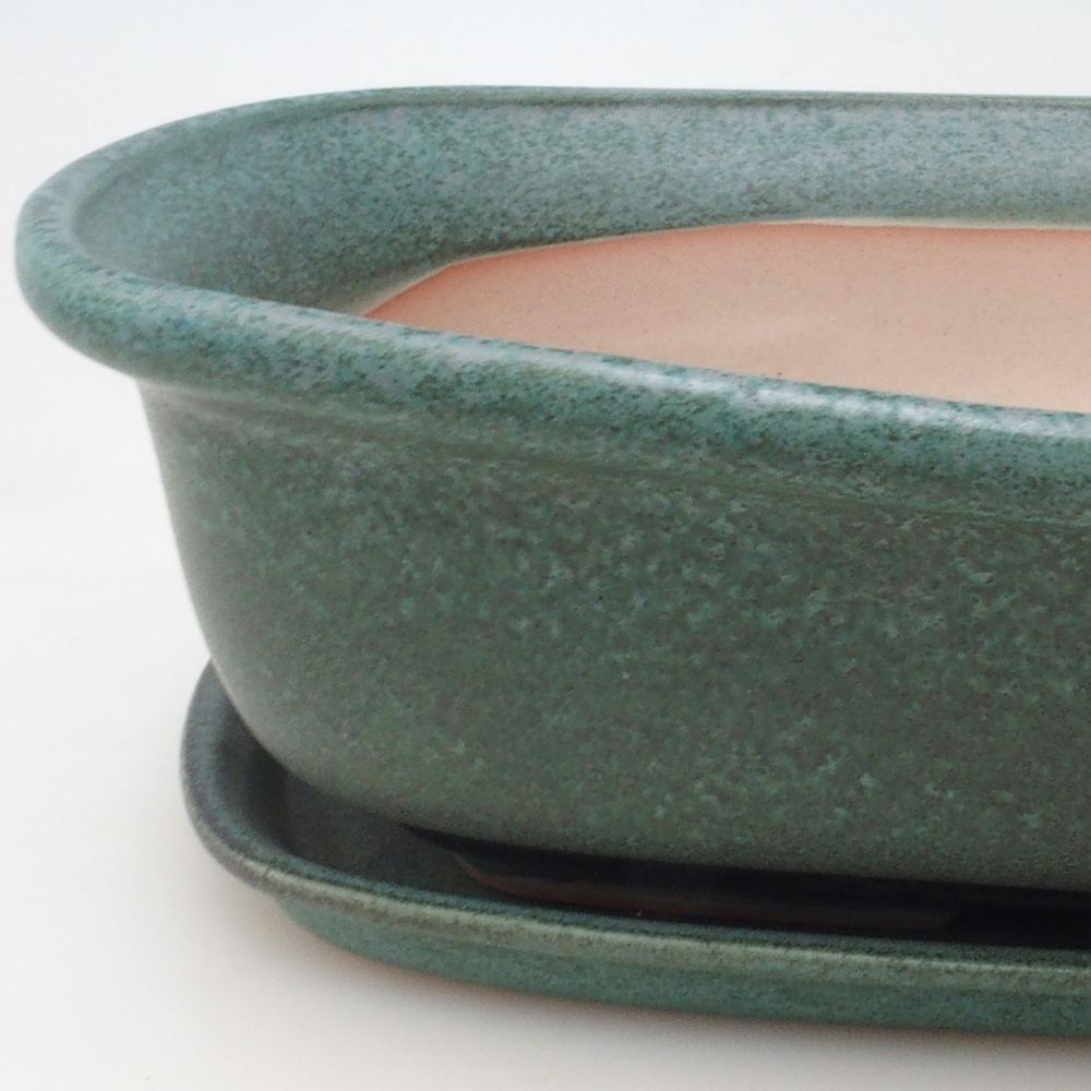 Miska do bonsai + podstawka H10 – 37 x 28 x 9 cm. – zielona