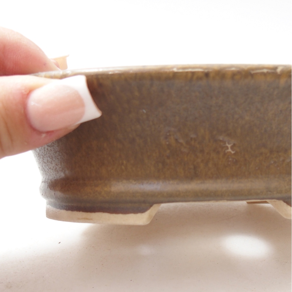 Ceramiczna miska do bonsai 14 x 12,5 x 4 cm, brązowa