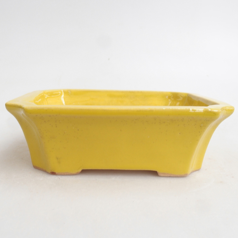 Ceramiczna miska bonsai 13 x 10,5 x 4 cm, kolor żółty