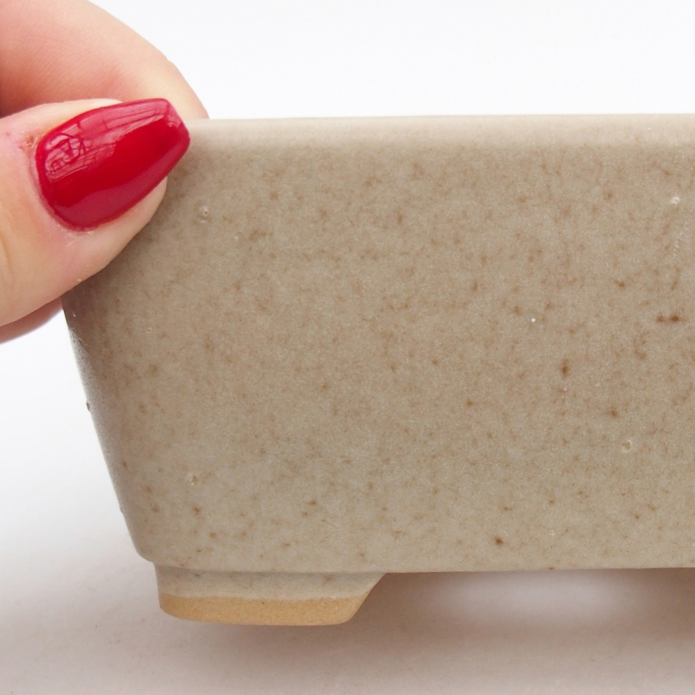 Ceramiczna miska do bonsai 13,5 x 10,5 x 6 cm, kolor beżowy