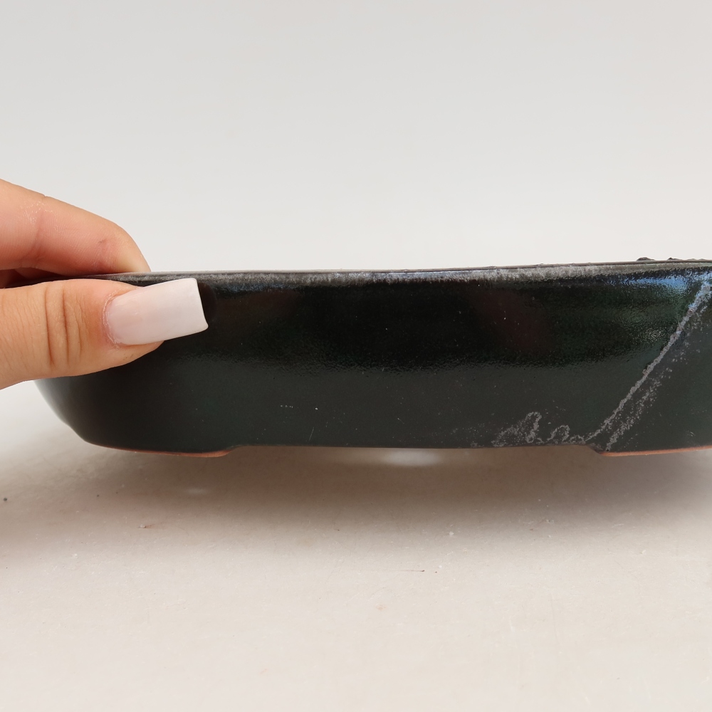 Ceramiczna miska do bonsai 22 x 17 x 4 cm, kolor zielony