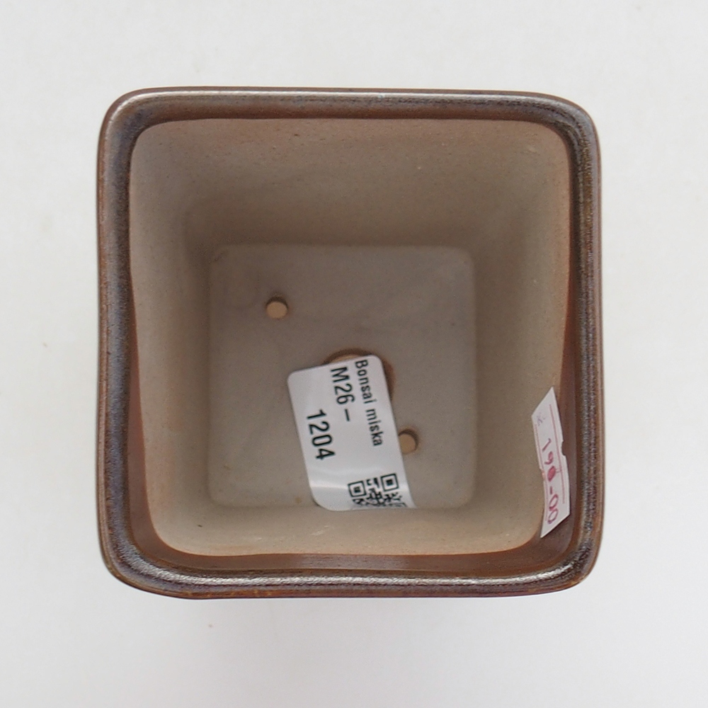 Ceramiczna miska na bonsai 7 x 7 x 9,5 cm, brązowa