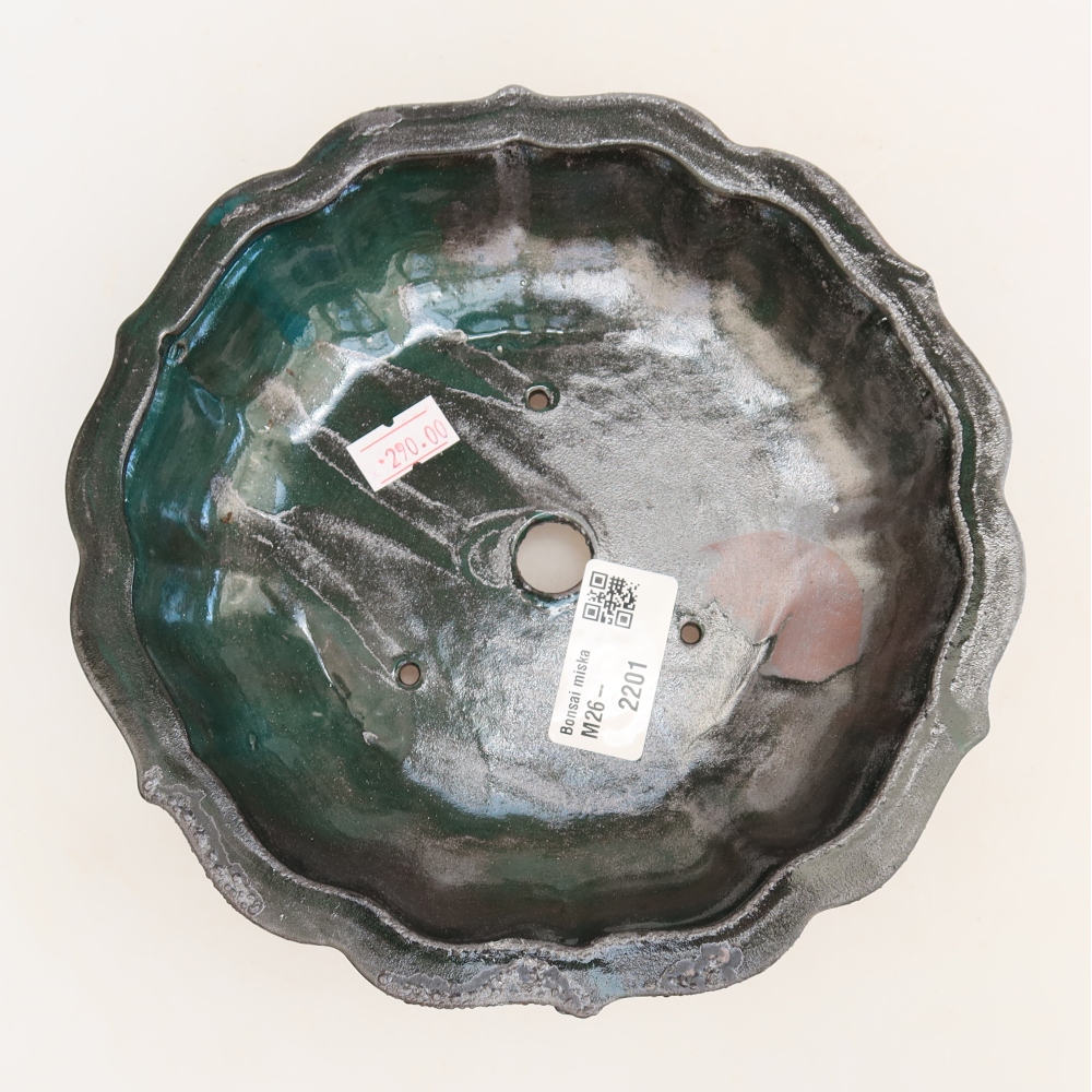 Ceramiczna miska do bonsai 18,5 x 18,5 x 5 cm, kolor zielony