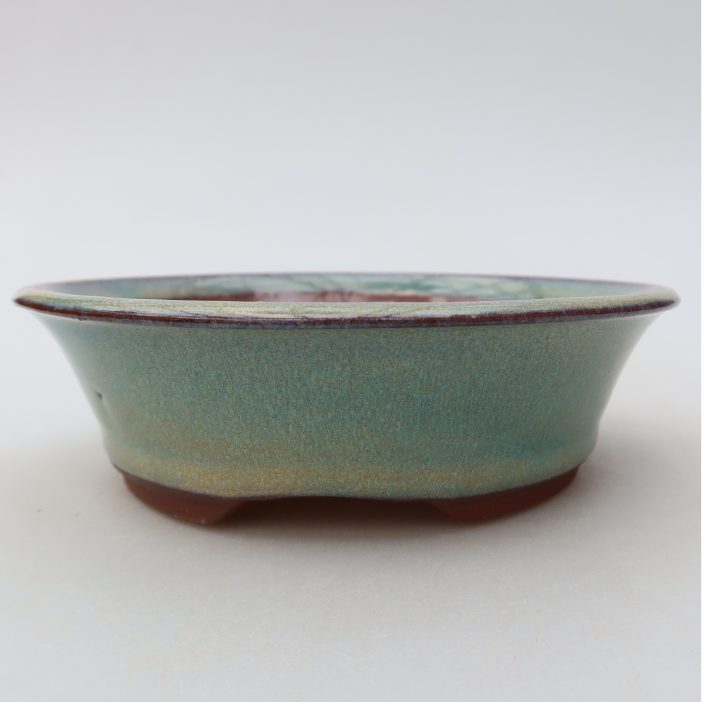 Ceramiczna miska do bonsai 14,5 x 14,5 x 4,5 cm, kolor zielony