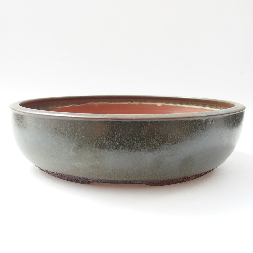 Ceramiczna miska do bonsai 25,5 x 25,5 x 6,5 cm, zielona