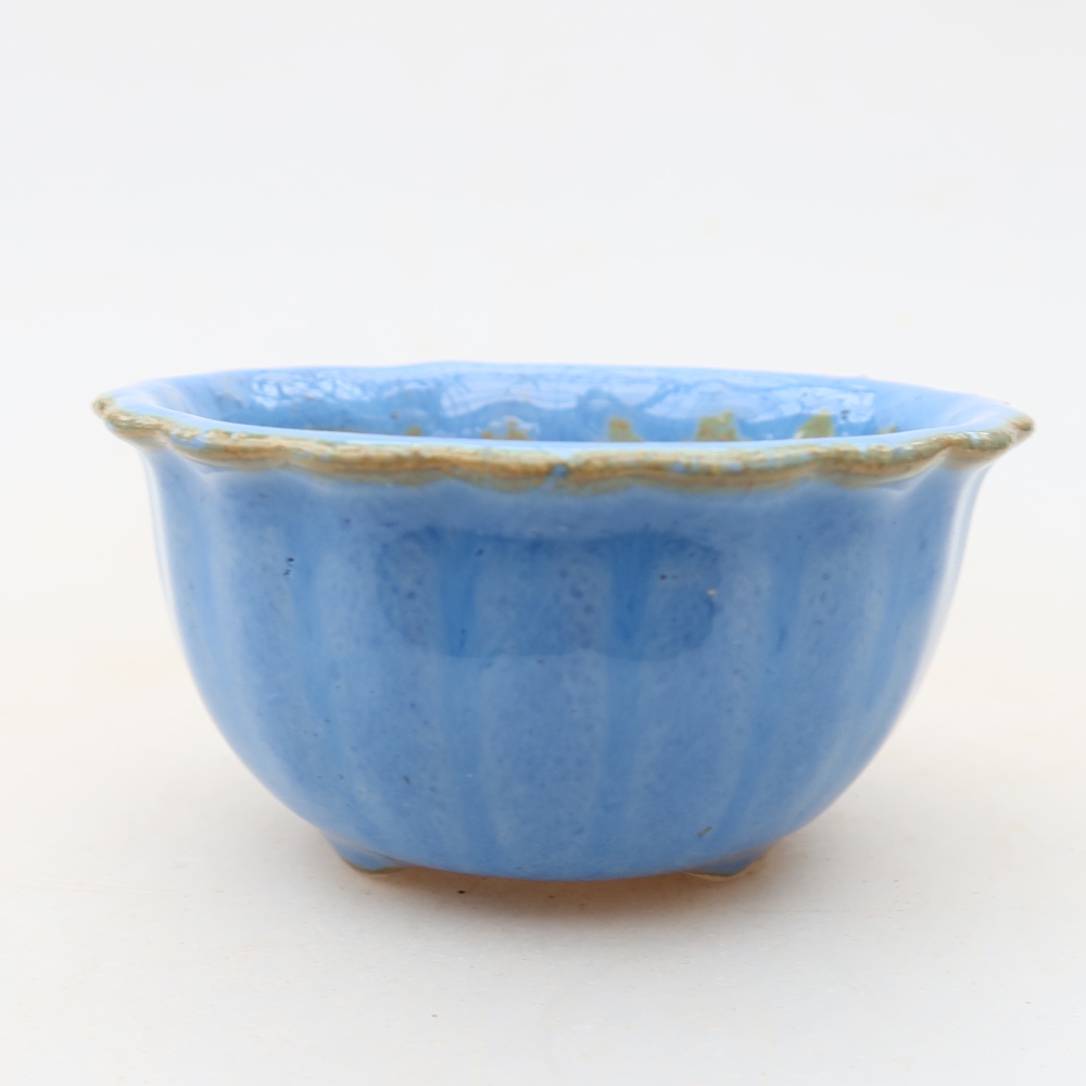 Ceramiczna miseczka do bonsai 7 x 7 x 4 cm, kolor niebieski