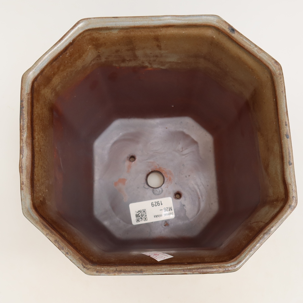 Ceramiczna miska do bonsai 17,5 x 17,5 x 15,5 cm, kolor brązowo-niebieski