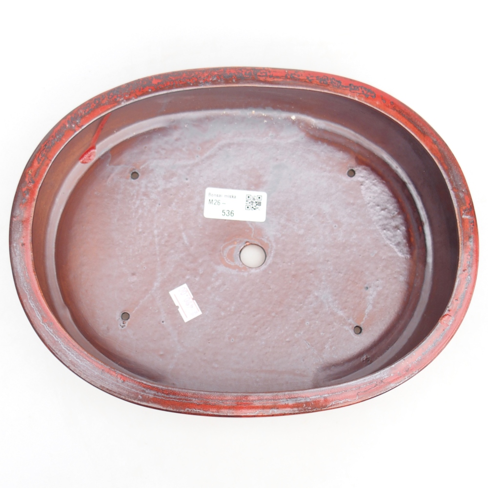 Ceramiczna miska bonsai 27 x 21 x 5 cm, kolor czerwony