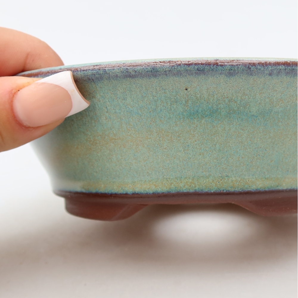 Ceramiczna doniczka do bonsai 14,5 x 14,5 x 4,5 cm, kolor zielony