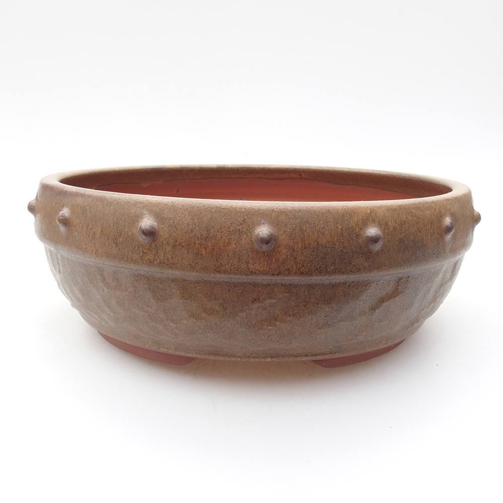 Ceramiczna miska bonsai 19 x 19 x 7 cm, kolor brązowy