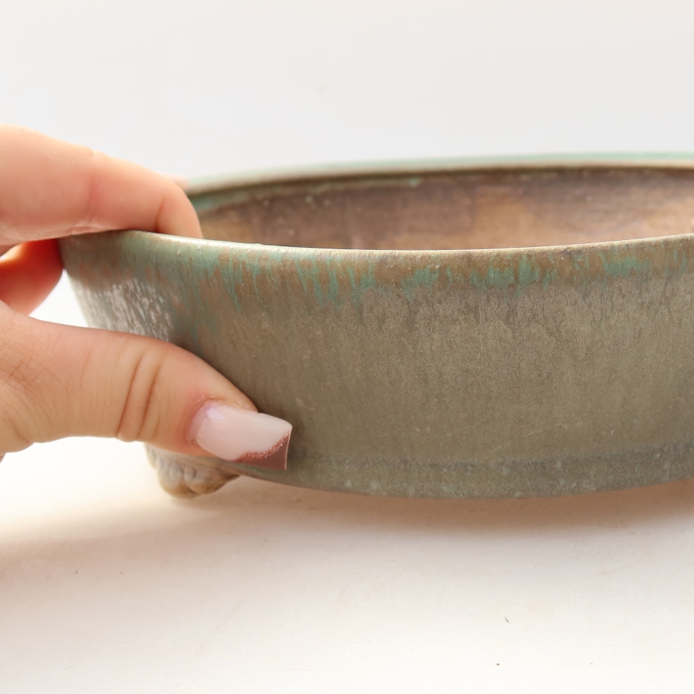 Ceramiczna miska do bonsai 21,5 x 21,5 x 6 cm, zielona