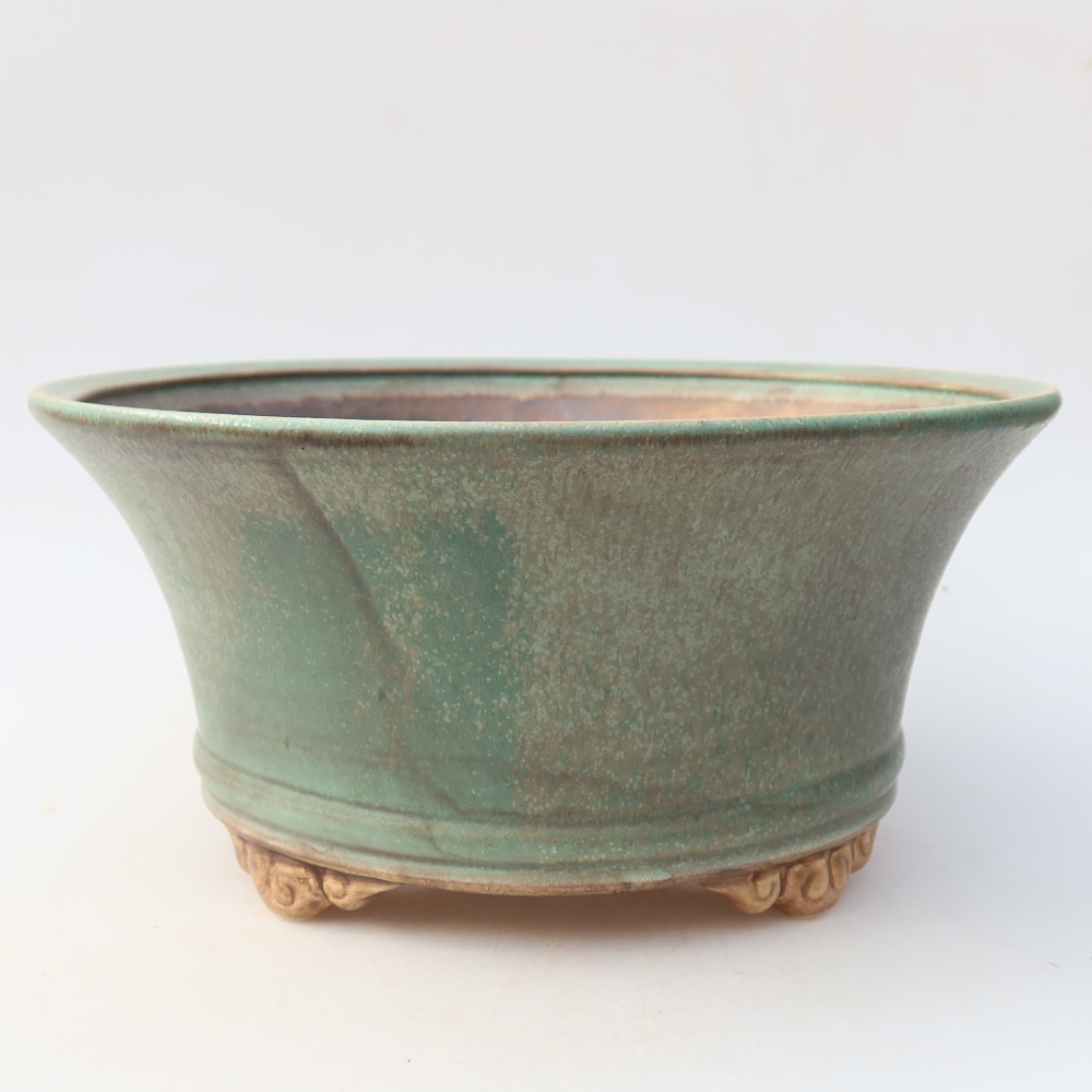 Ceramiczna miska do bonsai 24,5 x 24,5 x 11,5 cm, kolor zielony