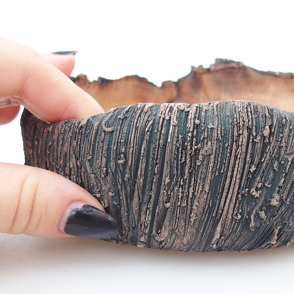 Ceramiczna miska na bonsai 13 x 13 x 6 cm, zielona