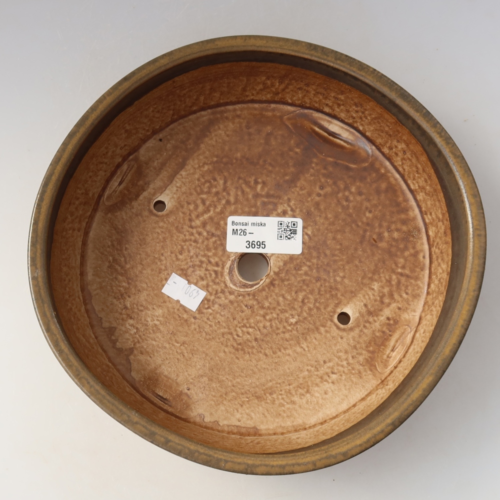 Ceramiczna miska do bonsai 21,5 x 21,5 x 6 cm, brązowa