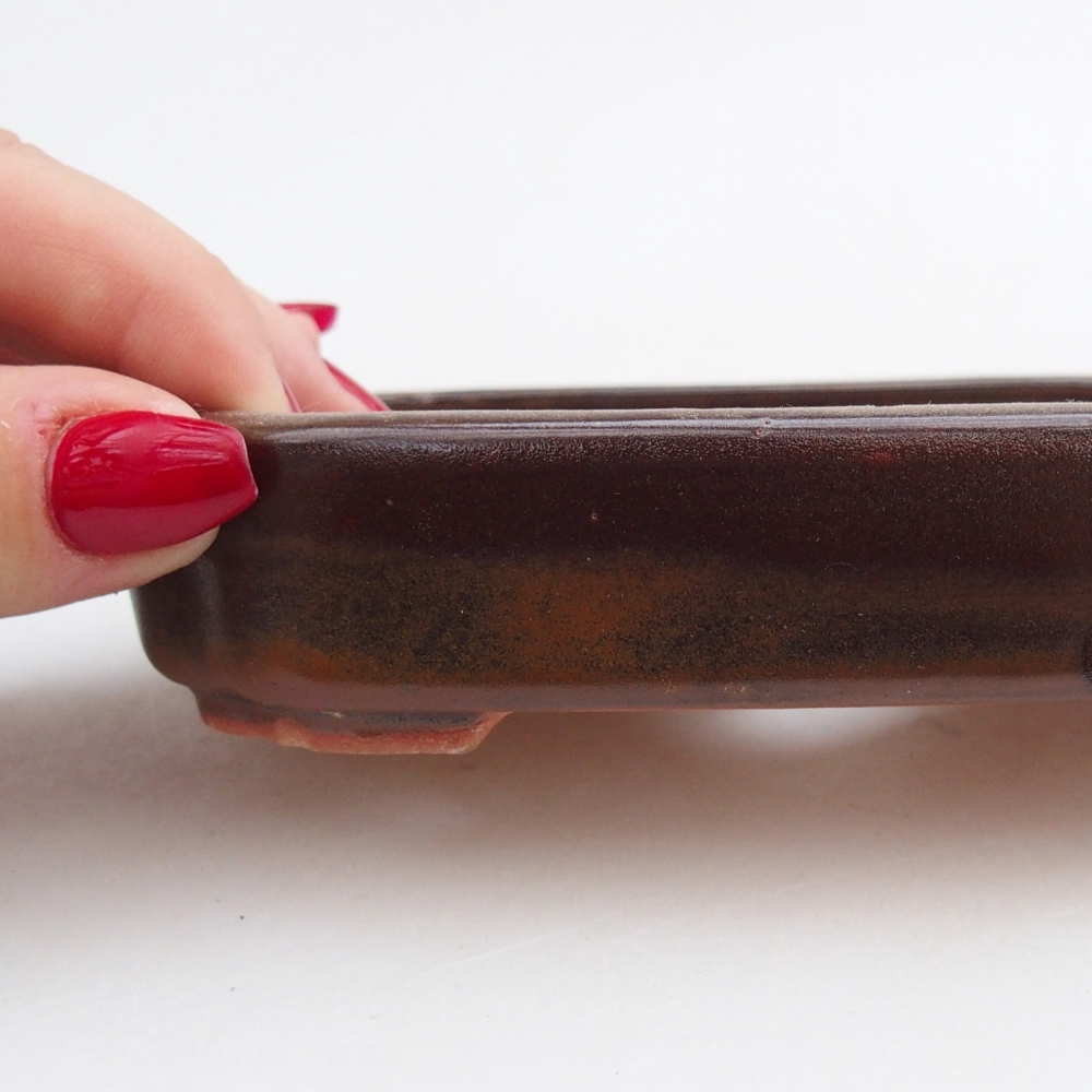 Ceramiczna miska na bonsai 13 x 9 x 3 cm, brązowa