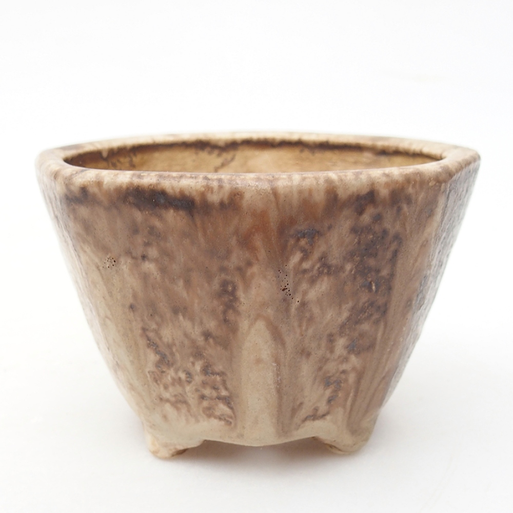 Ceramiczna miska do bonsai 8,5 x 8,5 x 6 cm, kolor beżowy