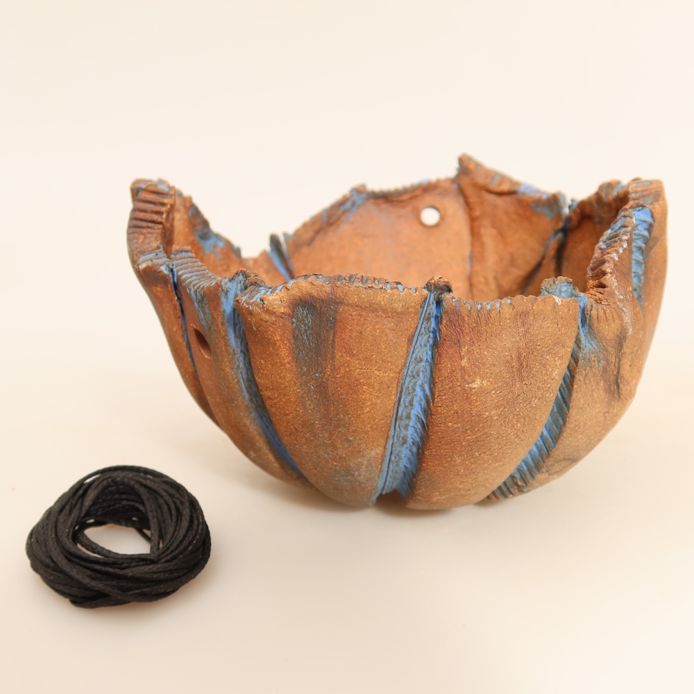 Ceramiczna skorupa do kokedamy 13,5 x 12 x 8 cm, kolor niebieski