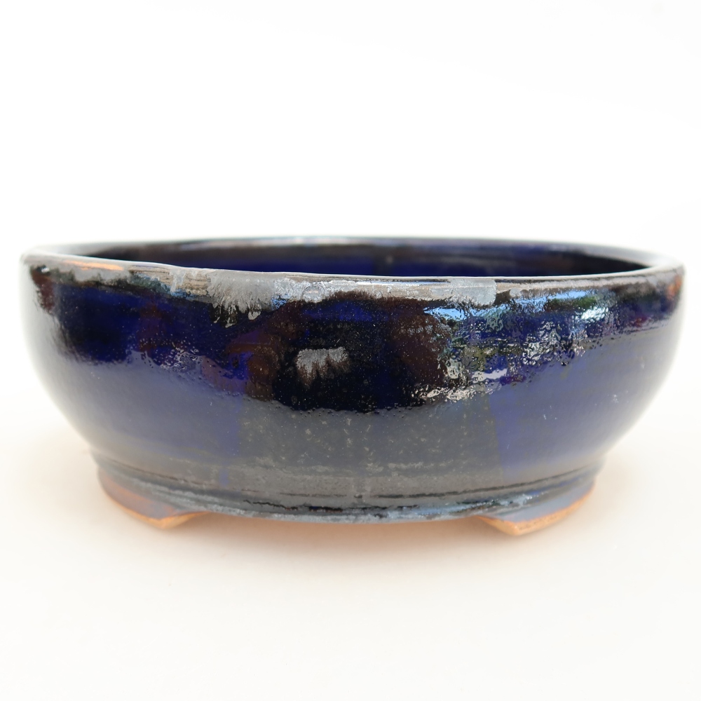 Ceramiczna miska do bonsai 14 x 14 x 5 cm, kolor niebieski