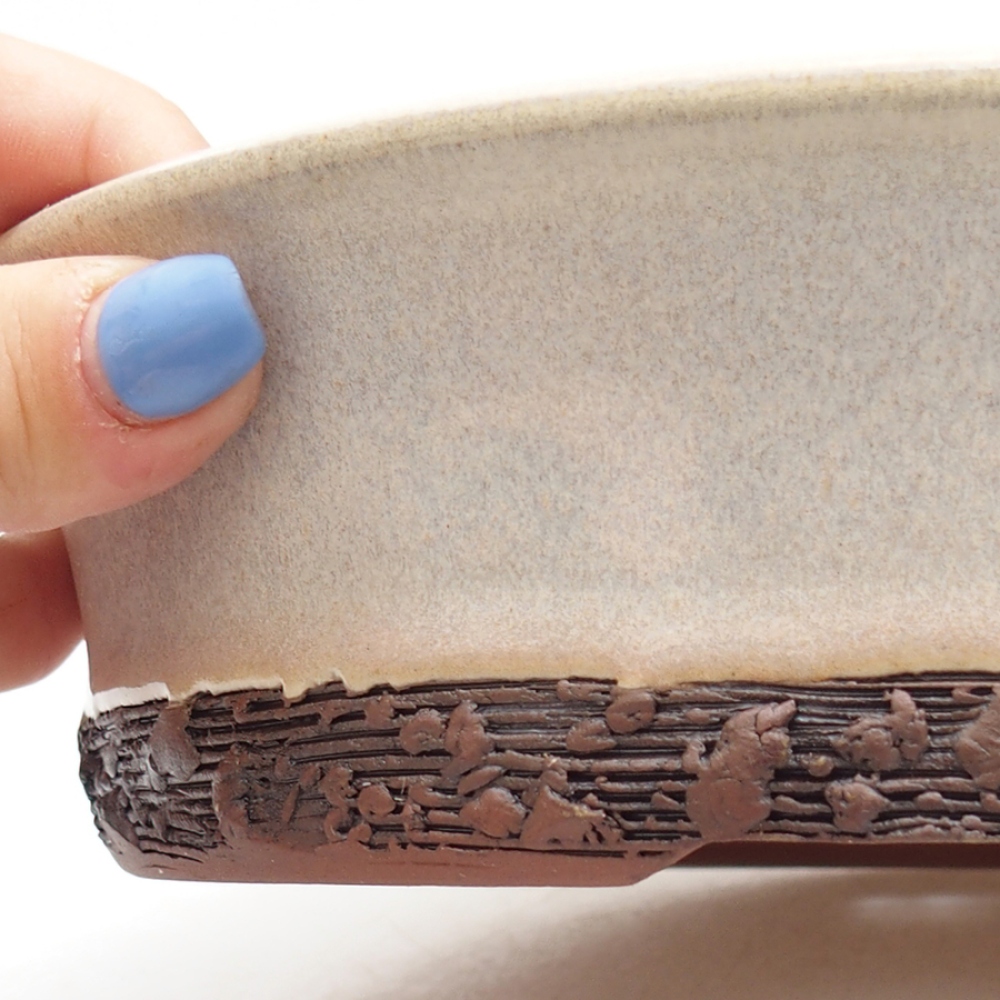 Ceramiczna miska do bonsai 20,5 x 20,5 x 6 cm, kolor beżowy