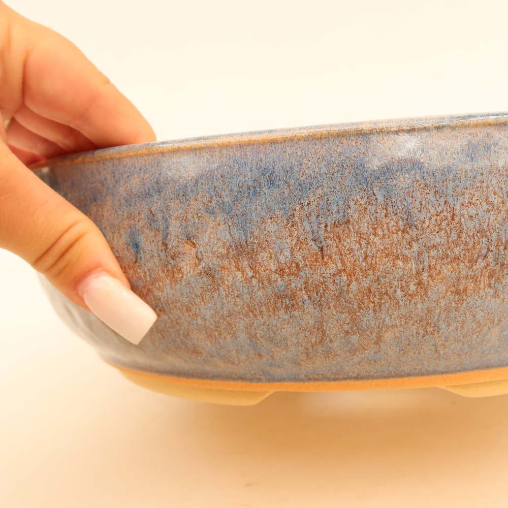 Ceramiczna miska do bonsai 26,5 x 26,5 x 7,5 cm, kolor niebieski