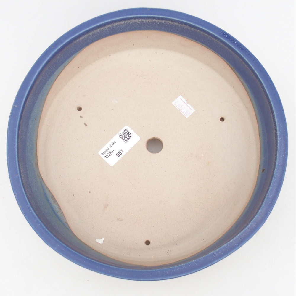 Ceramiczna miska na bonsai 24,5 x 24,5 x 7 cm, kolor niebieski