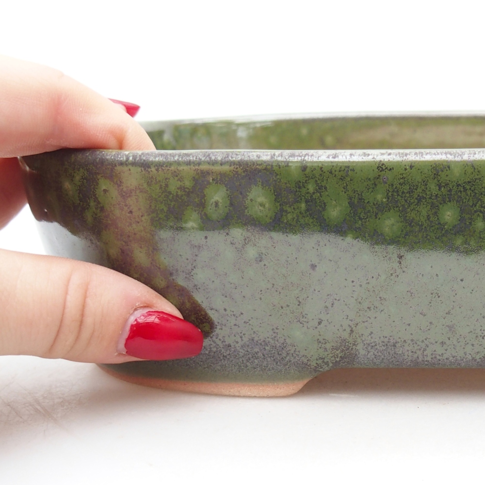 Ceramiczna miska do bonsai 22,5 x 17 x 6 cm, zielona