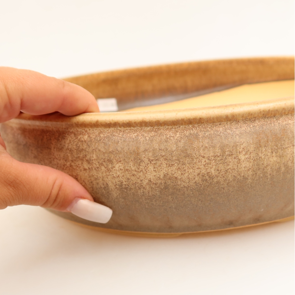 Ceramiczna miska do bonsai 31 x 31 x 8 cm, kolor beżowy
