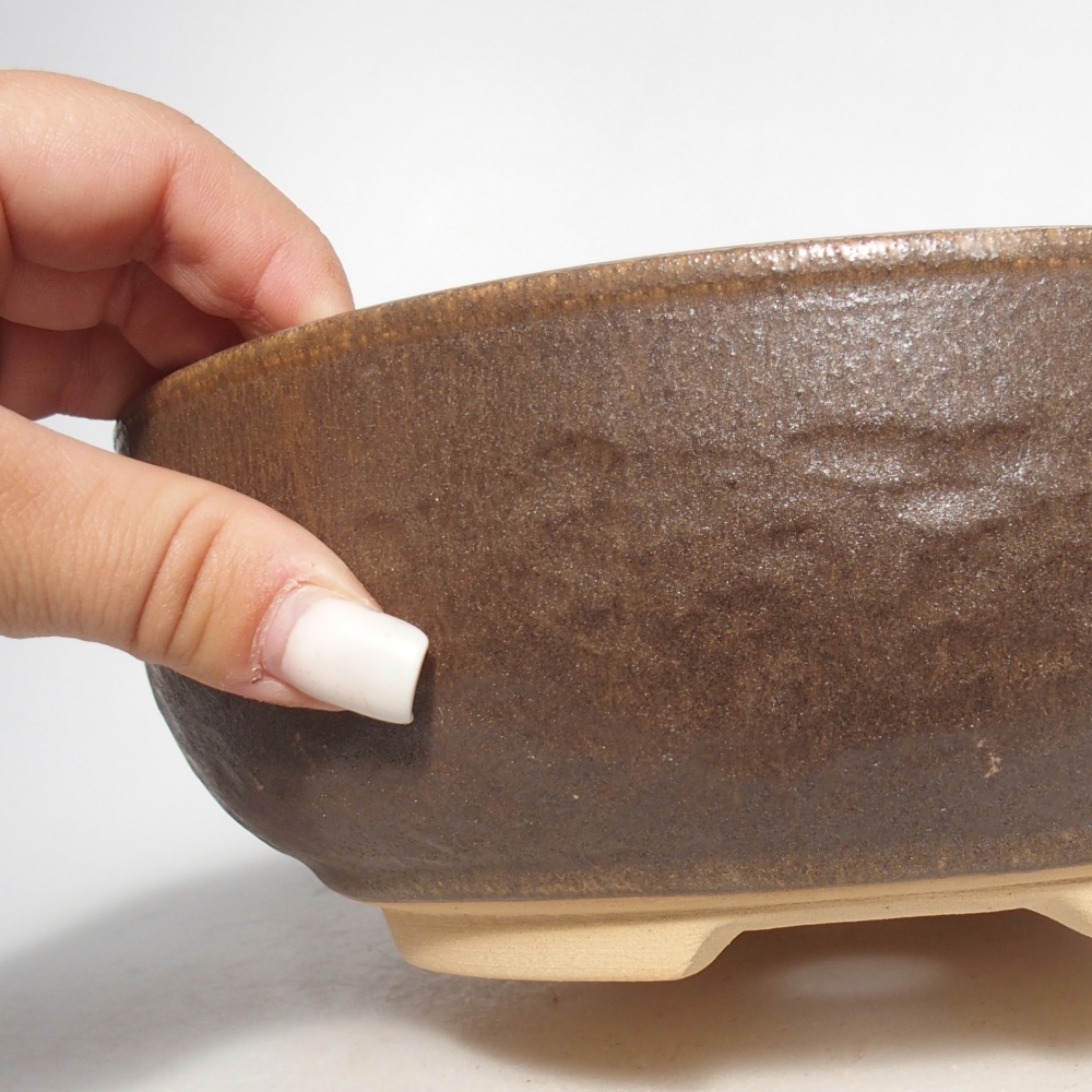Ceramiczna miska na bonsai 21 x 21 x 7,5 cm, brązowa