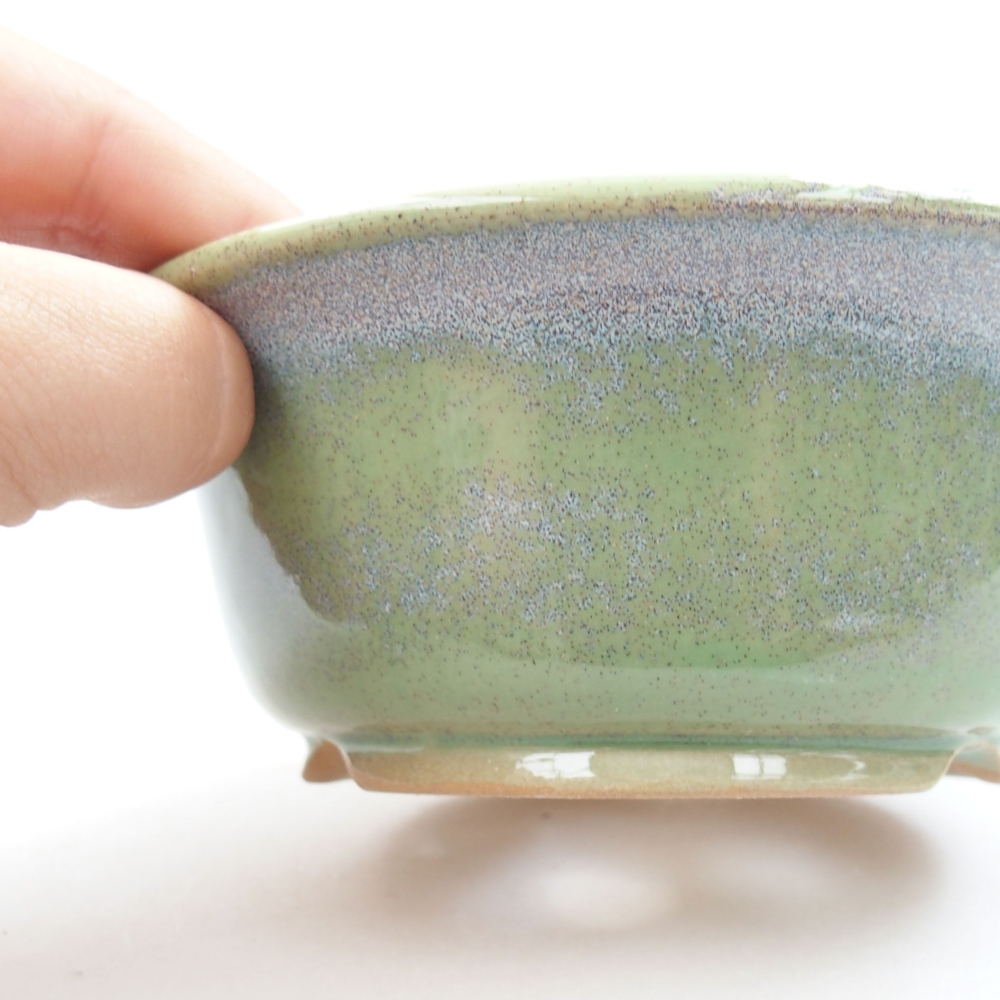 Ceramiczna miska bonsai 12,5 x 12,5 x 5 cm, kolor zielony