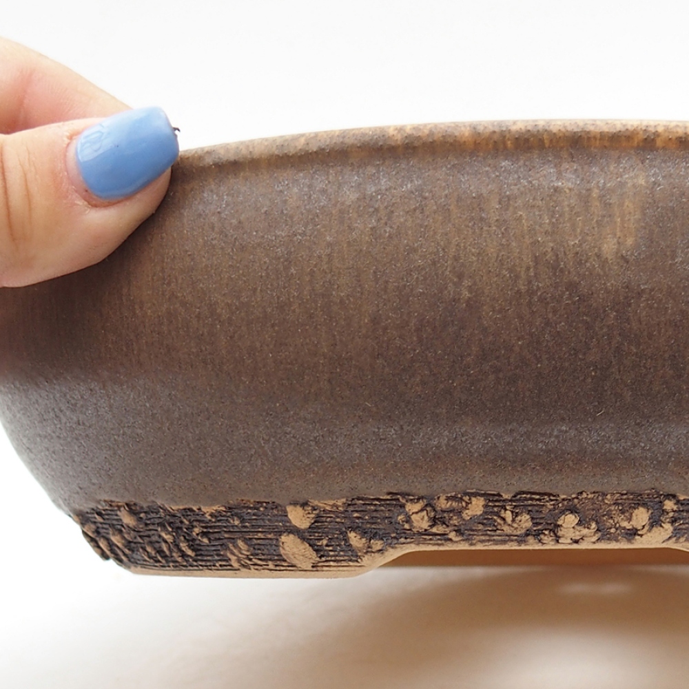 Ceramiczna miska bonsai 21 x 21 x 6 cm, kolor brązowy