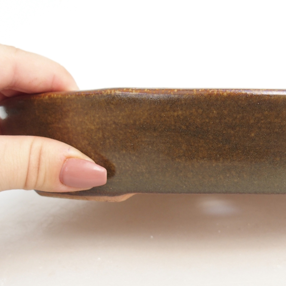 Ceramiczna miska na bonsai 22 x 17 x 4 cm, brązowa