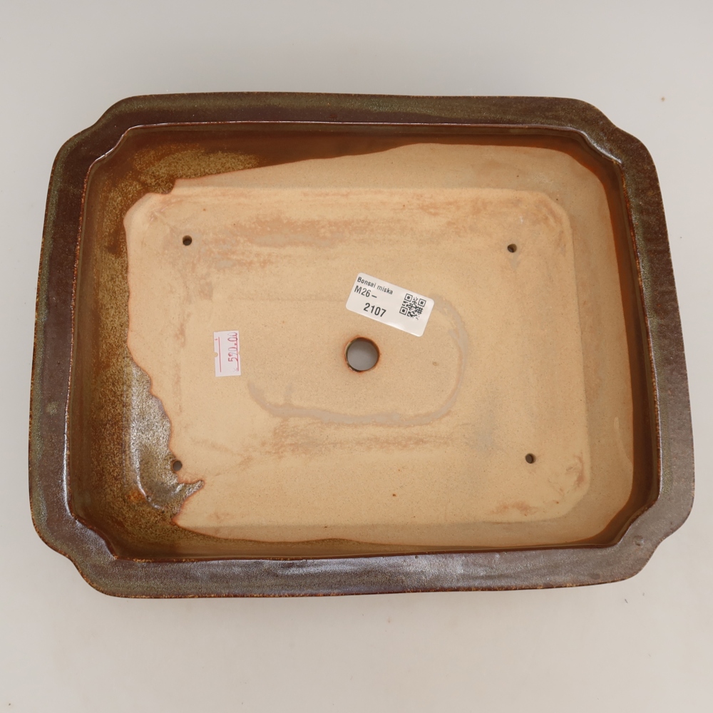 Ceramiczna miska do bonsai 27,5 x 21,5 x 7 cm, kolor brązowy