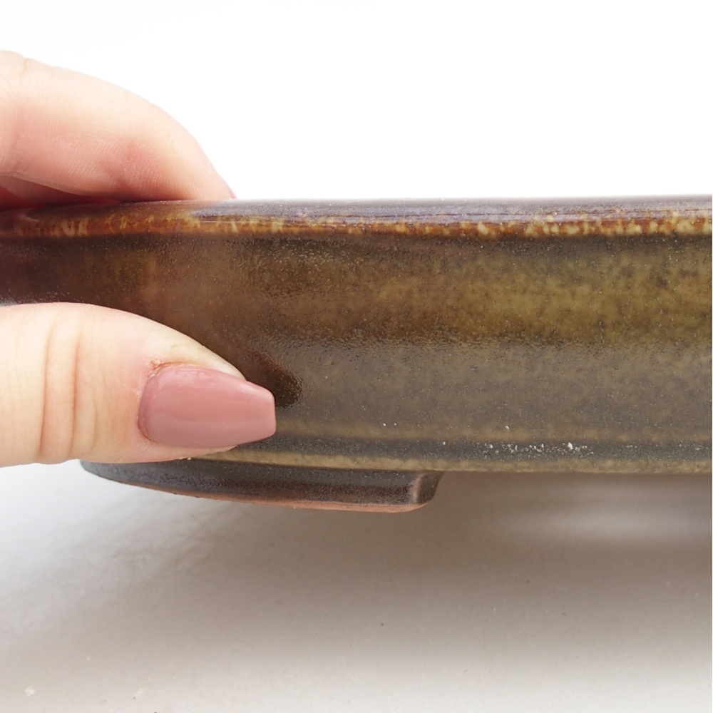 Ceramiczna miska na bonsai 24,5 x 20 x 4 cm, brązowa