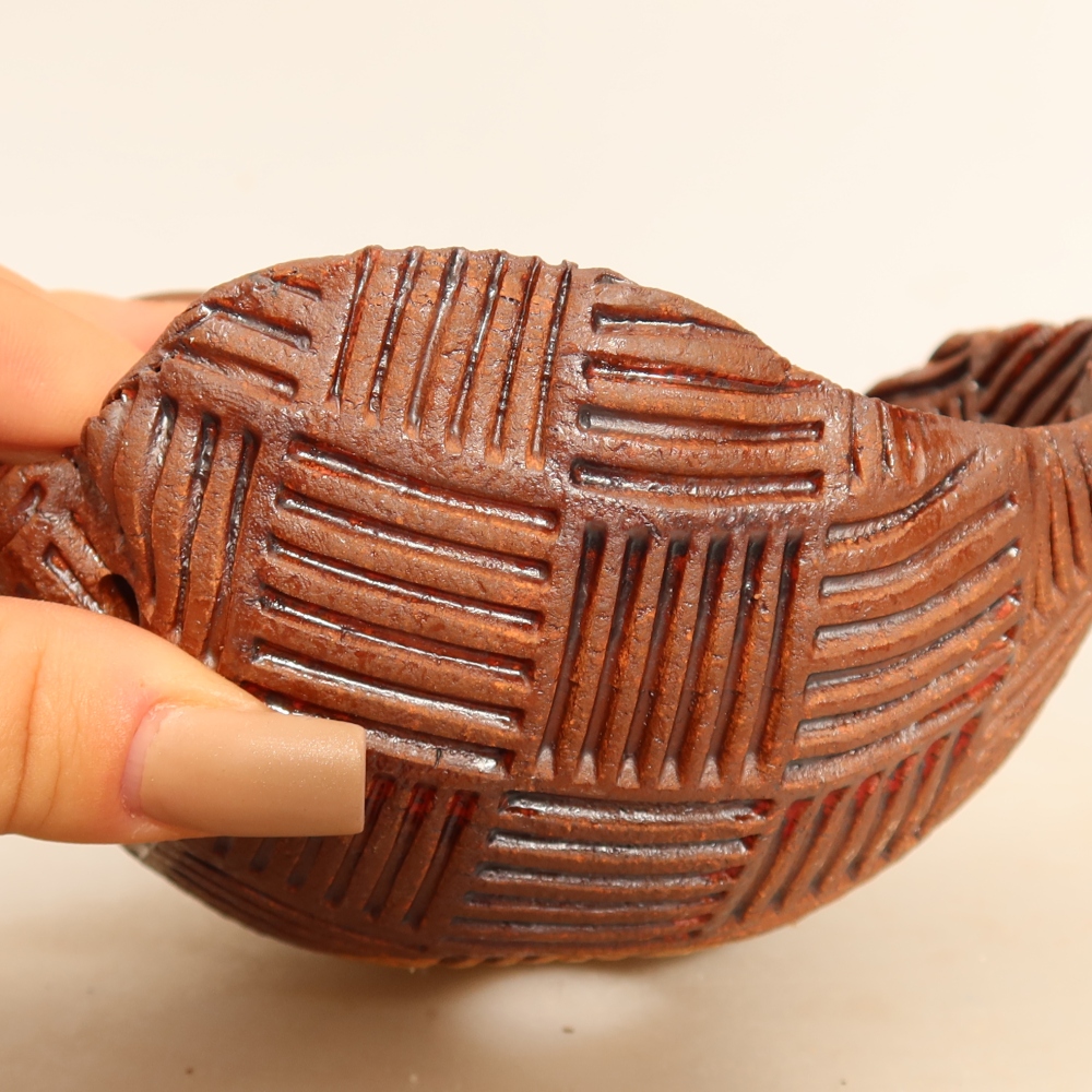 Ceramiczna skorupa do kokedamy 13,5 x 13 x 7,5 cm, kolor brązowy