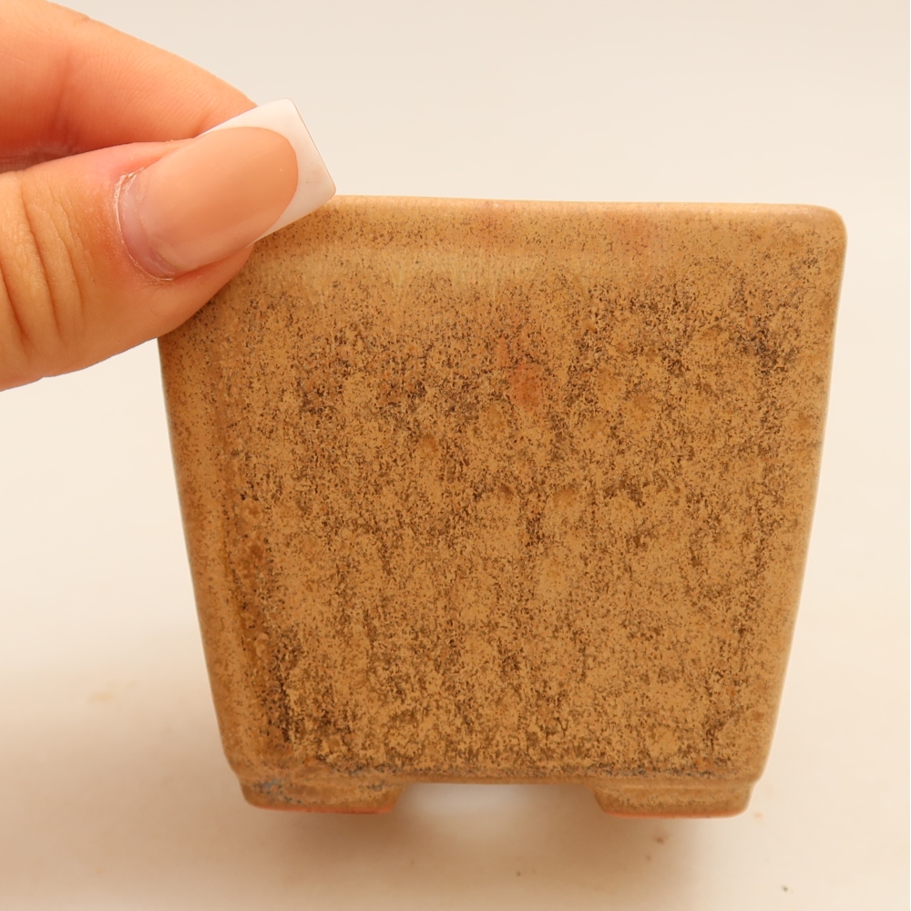 Ceramiczna miska do bonsai 7,5 x 7,5 x 6,5 cm, kolor beżowy