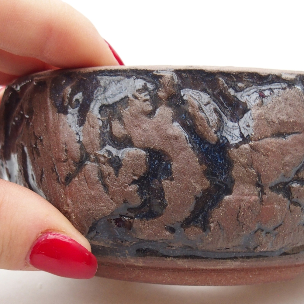 Ceramiczna miska do bonsai 10,5 x 10,5 x 5 cm, brązowa