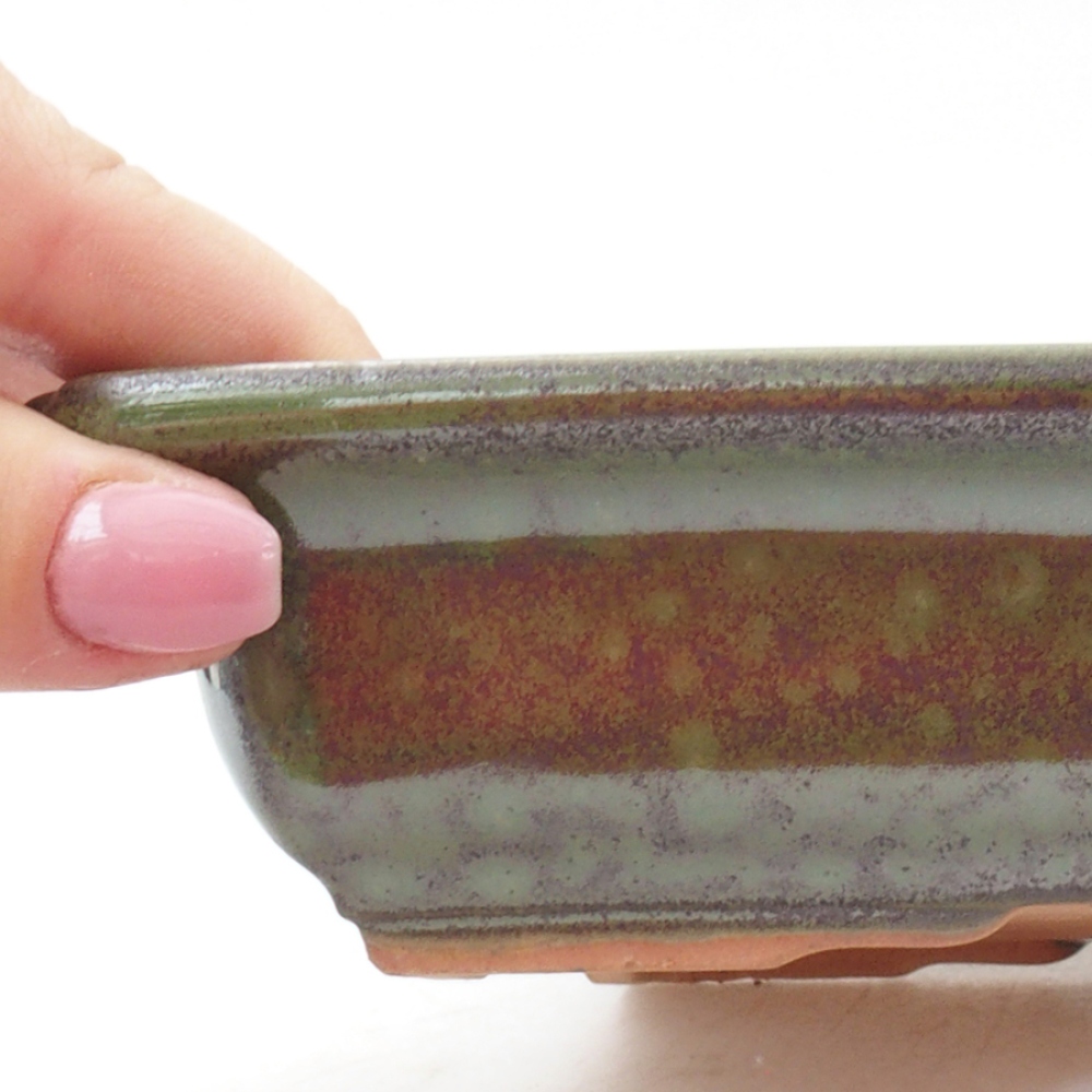 Ceramiczna miska bonsai 17,5 x 13 x 4 cm, kolor zielony