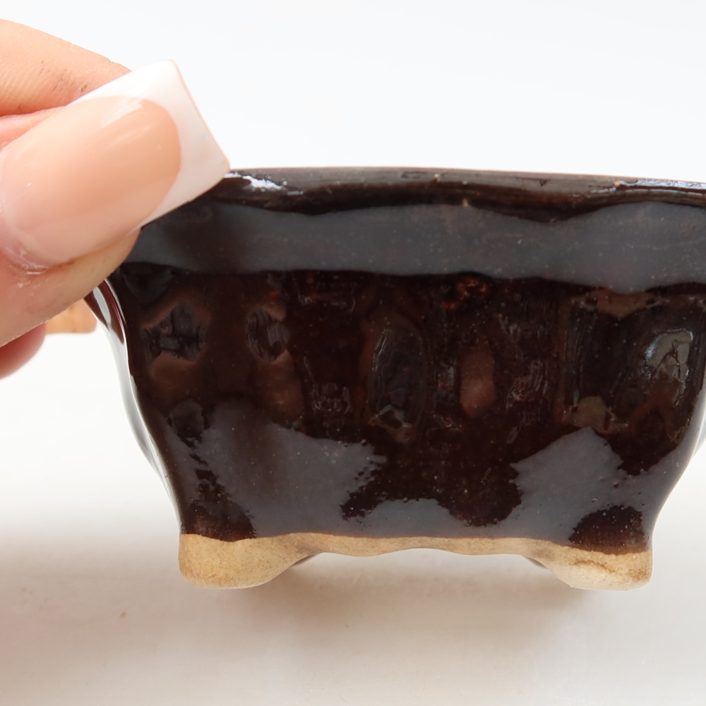 Ceramiczna miska na bonsai 7,5 x 7 x 3,5 cm, brązowa