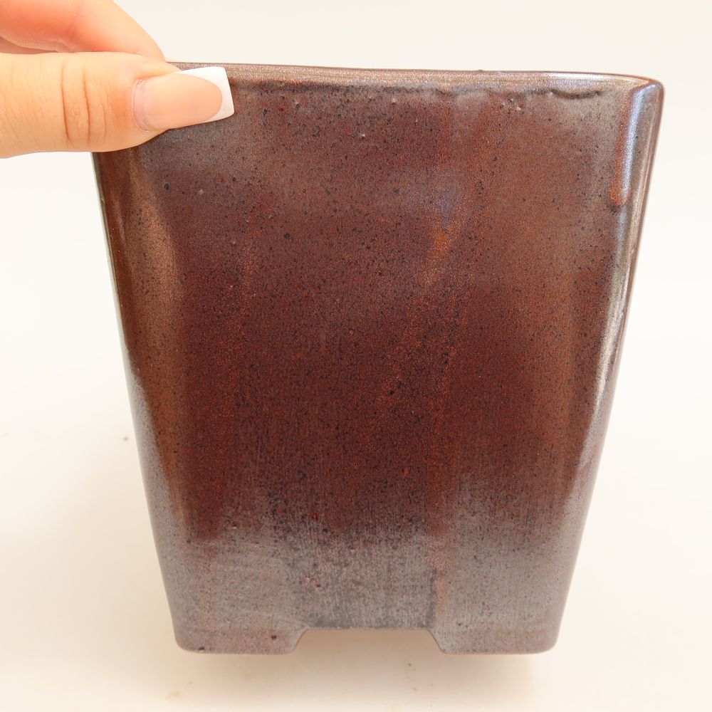 Ceramiczna miska bonsai 13,5 x 13,5 x 15 cm, kolor metaliczny