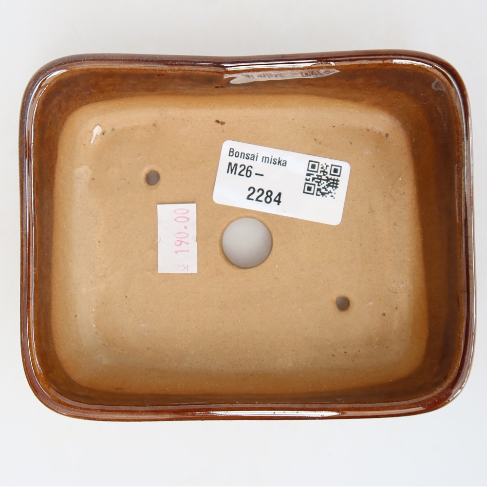Ceramiczna miseczka do bonsai 12,5 x 9,5 x 4 cm, kolor brązowy