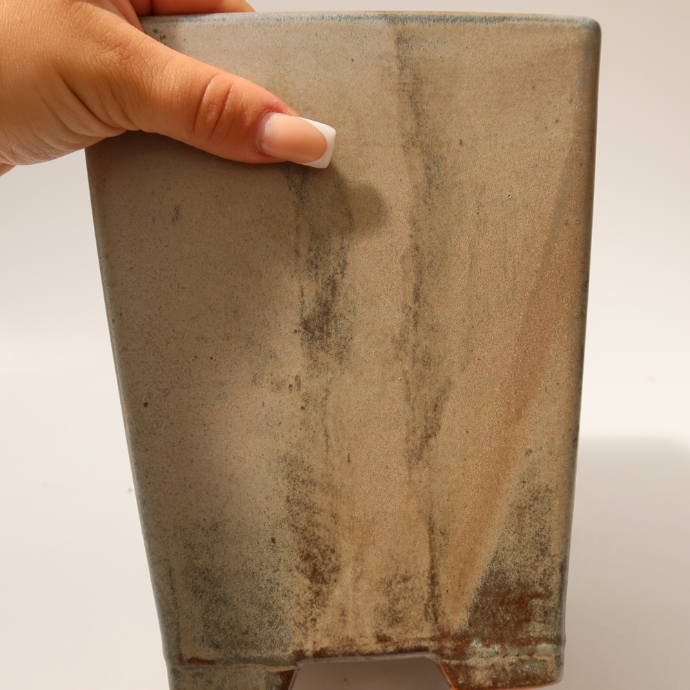 Ceramiczna miska do bonsai 15 x 15 x 19,5 cm, kolor brązowo-niebieski