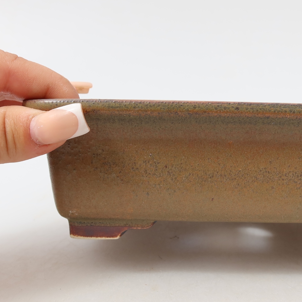 Ceramiczna miska do bonsai 17,5 x 14,5 x 5,5 cm, kolor brązowy