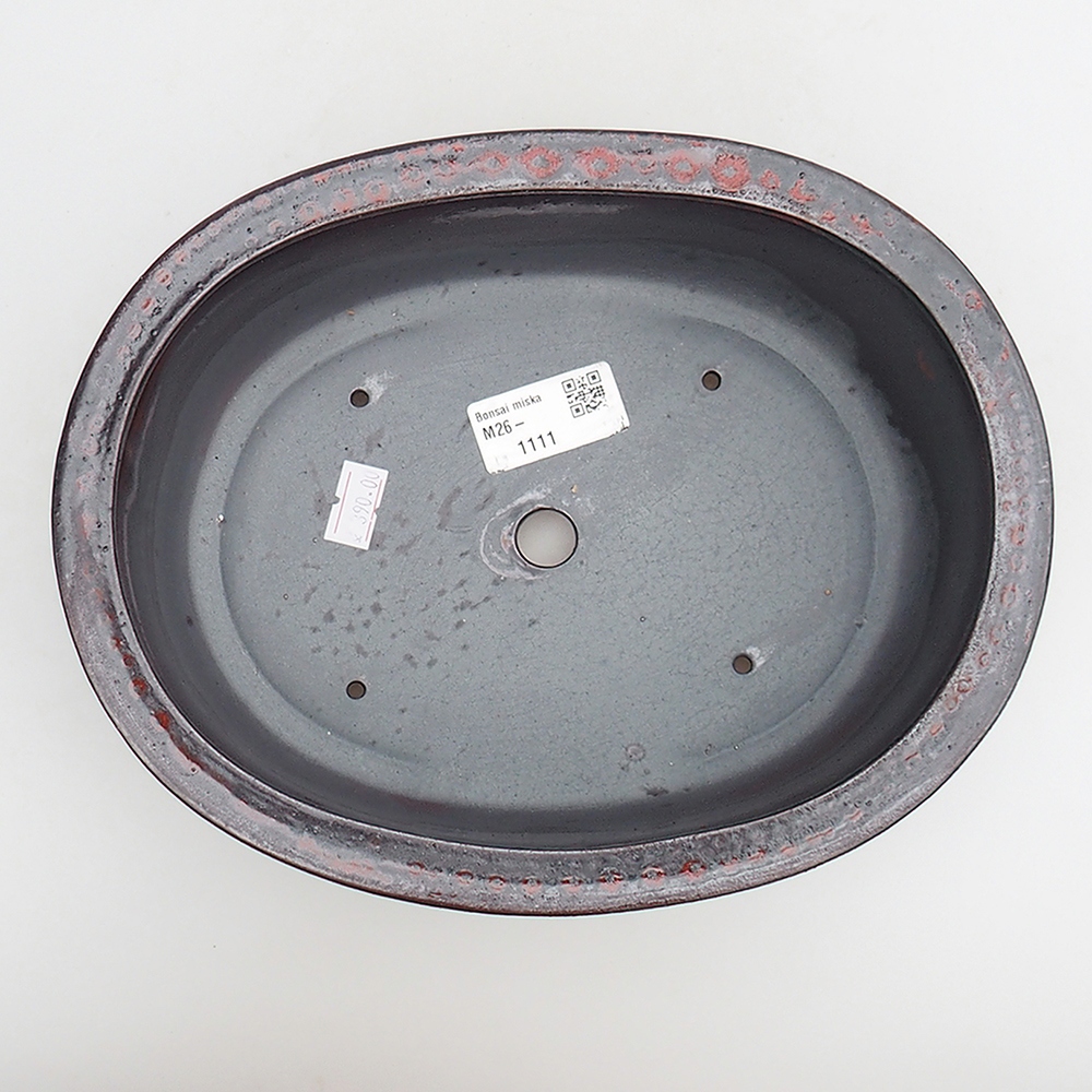 Ceramiczna miska na bonsai 23 x 19 x 7 cm, czerwono-czarna