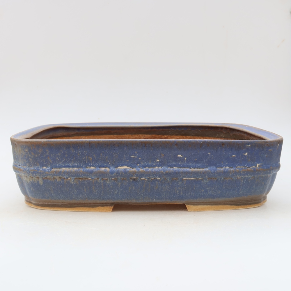 Ceramiczna miska do bonsai 29,5 x 23 x 7 cm, kolor niebieski