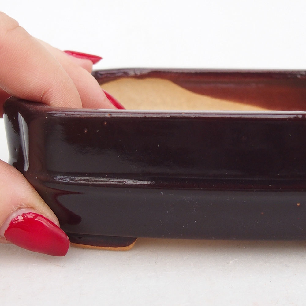 Ceramiczna miska do bonsai 12 x 10,5 x 4 cm, brązowa