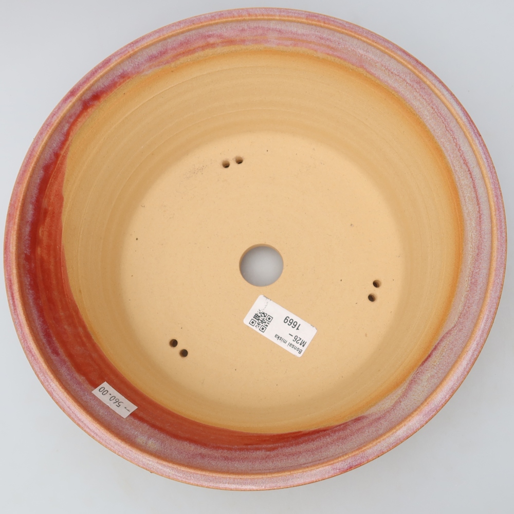 Ceramiczna miska do bonsai 25,5 x 25,5 x 8,5 cm, kolor różowy