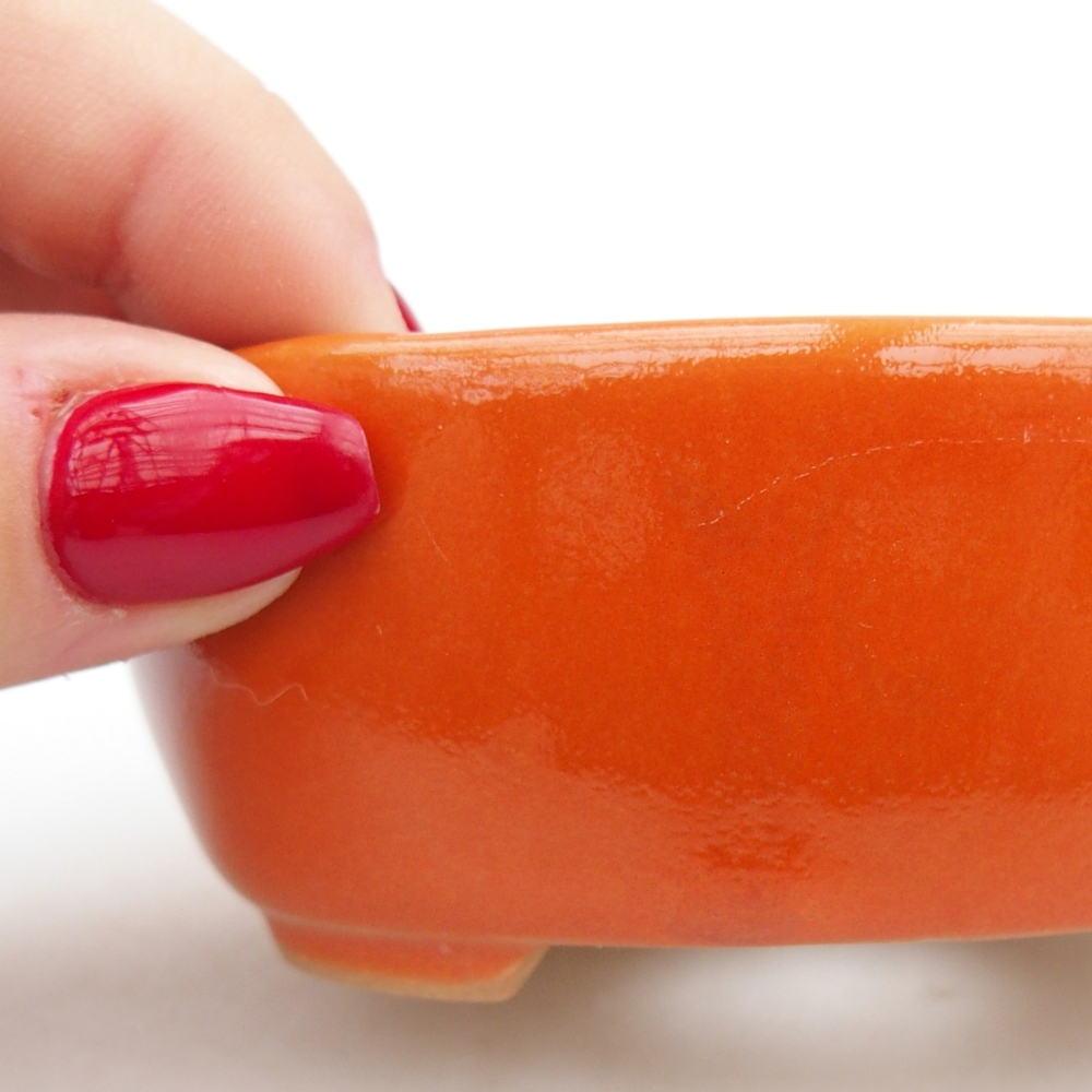 Ceramiczna miska na bonsai 9,5 x 7,5 x 3,5 cm, pomarańczowa